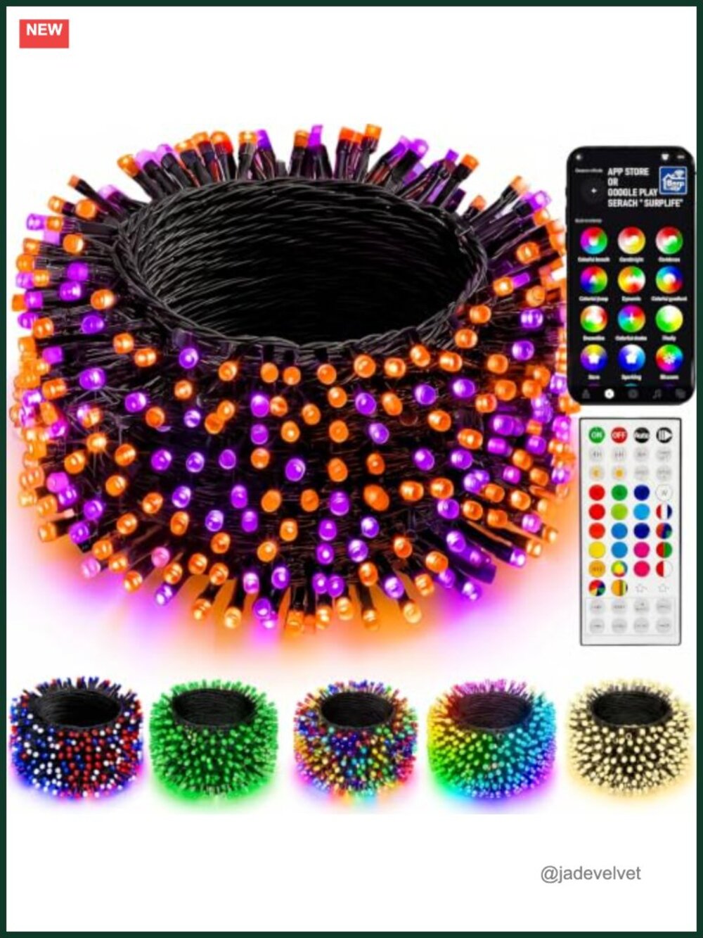 200 LED RGB Color Changing String Lights 66FT with Music Sync Remote App